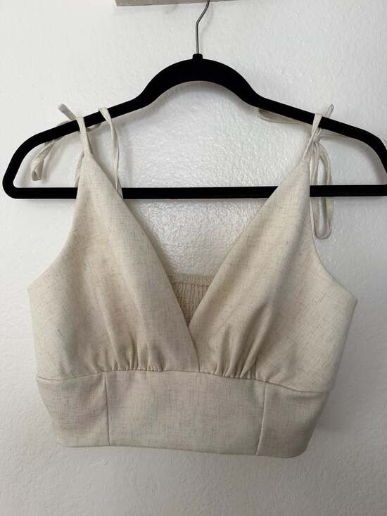 SHEIN Tops - Franclia Solid Color Pleated Shoulder Knot Camisole Crop Top